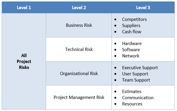 typical risk breakdown structure for software project