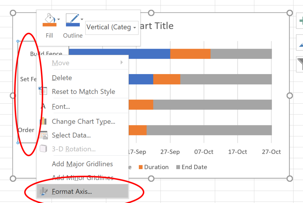 Gantt chart in Excel - reverse order