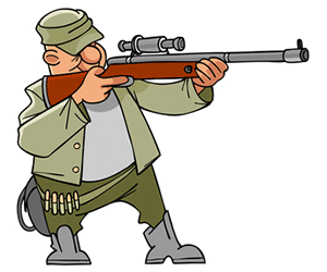 hunter with scope on gun