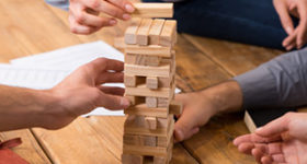 People playing Jenga