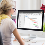 Woman using a gantt chart