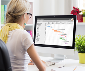 Woman using a gantt chart