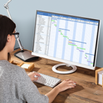 Woman using Gantt chart