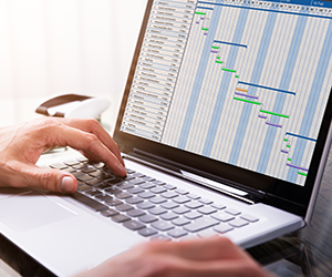 Gantt chart on laptop