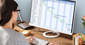 Woman using Gantt chart