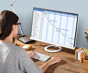 Woman using Gantt chart