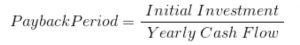 Payback Period formula