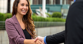 Project stakeholder shaking hands