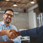 Project stakeholder shaking hands