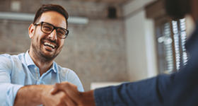 Project stakeholder shaking hands