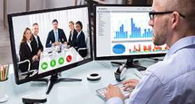 Virtual team member on videoconference call