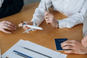 project manager with a model airplane